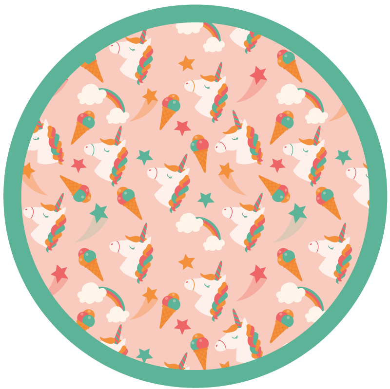 Unicorn Motif Circle kids vinyl carpet - TenStickers