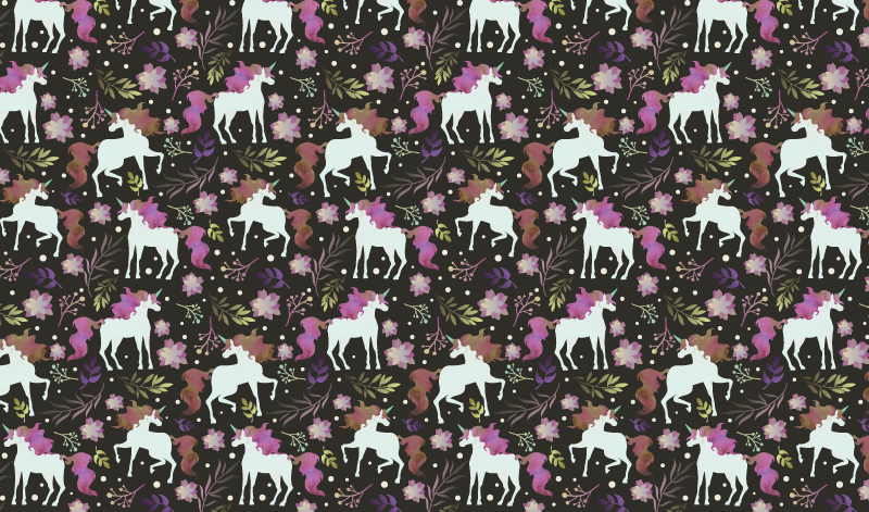 Playful Unicorn Motif kids vinyl carpet - TenStickers