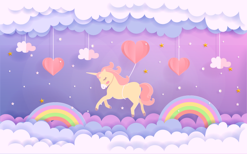 Unicorn Fantasy Scene nursery vinyl carpet - TenStickers