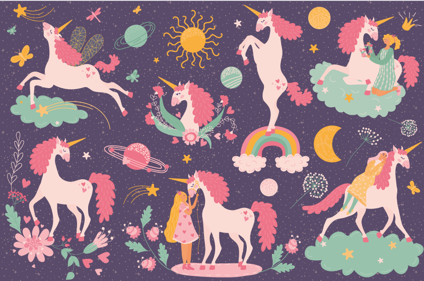 Enchanted Unicorns kids vinyl carpet - TenStickers