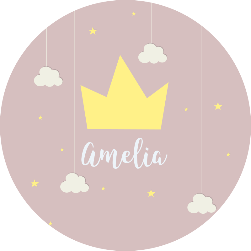 Personalized Crown nursery vinyl carpet - TenStickers