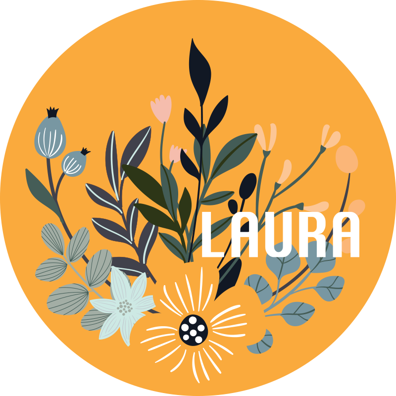 Personalized Botanical Crest custom vinyl carpet - TenStickers