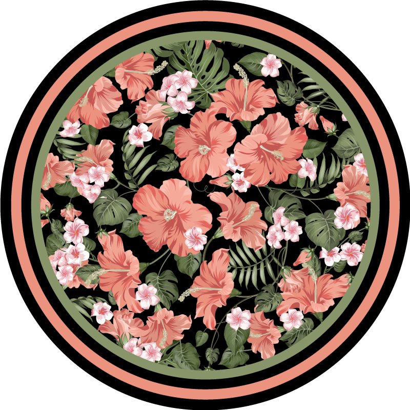 Botanical Round Element floral vinyl carpet - TenStickers