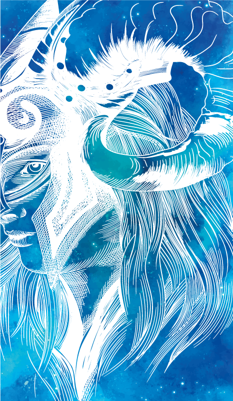 Mythical Caprine Illustration animal vinyl carpet - TenStickers