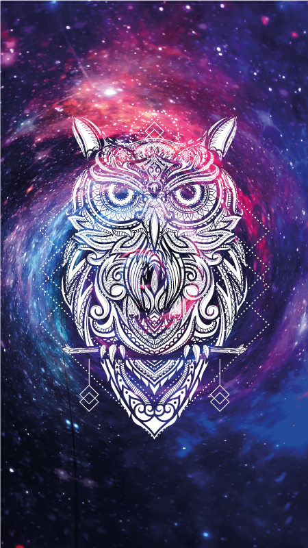 Cosmic Owl Illustration animal vinyl carpet - TenStickers