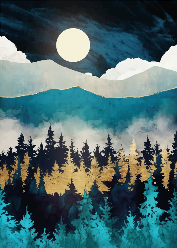 Forest Nightfall nature vinyl carpet - TenStickers