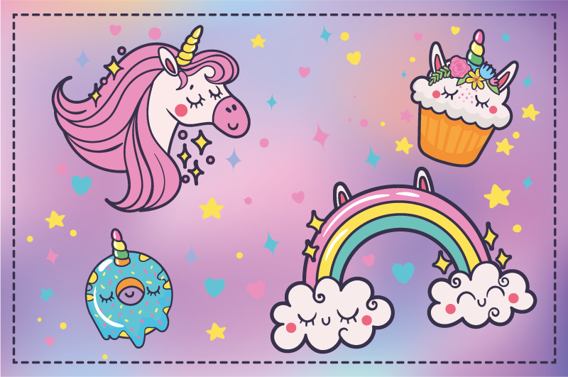 Unicorn Fantasy Theme kids vinyl carpet - TenStickers