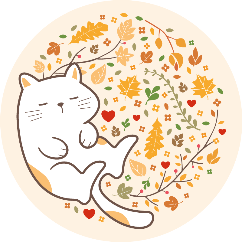 Autumn Cat Illustration kids vinyl carpet - TenStickers