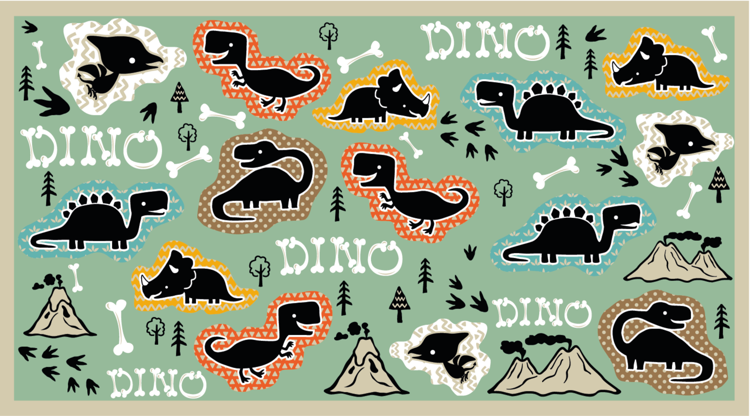 Dinosaur Playground kids vinyl carpet - TenStickers