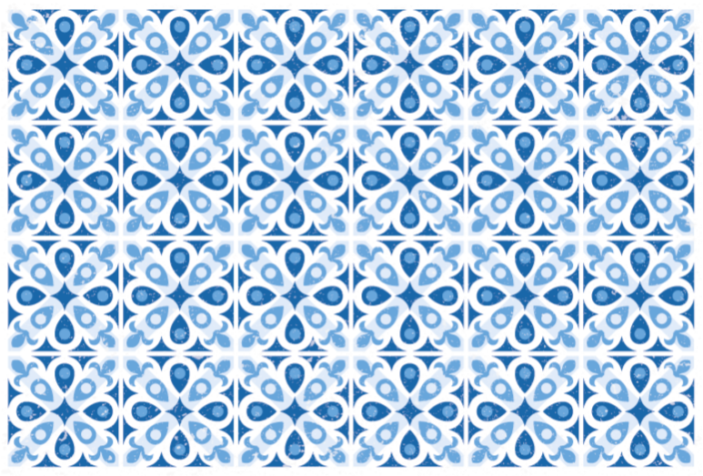 Blue patterned tile vinyl carpet - TenStickers