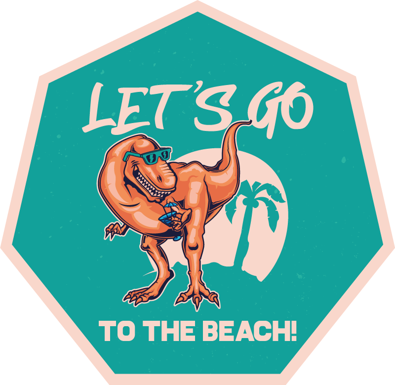 Beach Dinosaur Fun animal vinyl carpet - TenStickers