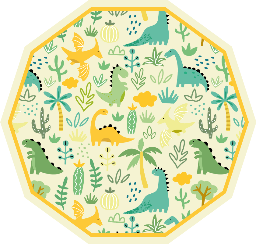 Dinosaur Hexagon kids vinyl carpet - TenStickers