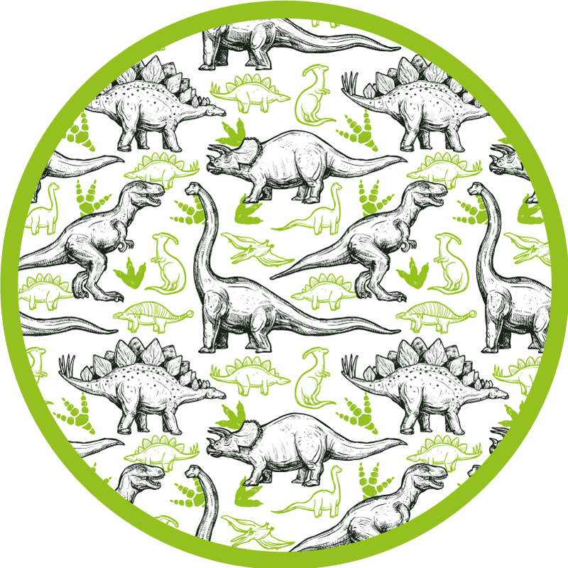 Dinosaur Themed Circle kids vinyl carpet - TenStickers