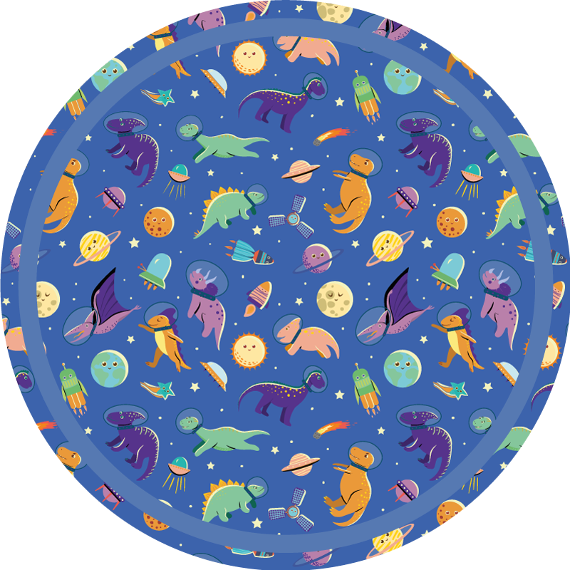 Space Dinosaur Round kids vinyl carpet - TenStickers
