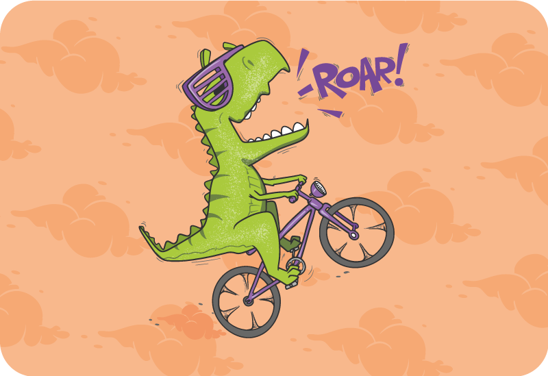 Biking Dinosaur Roar kids vinyl carpet - TenStickers