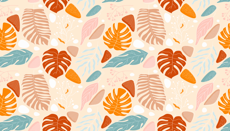 Tropical beige leaf patterns floral vinyl carpet - TenStickers