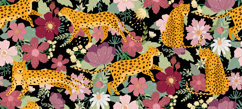 Leopard Floral Pattern animal vinyl carpet - TenStickers
