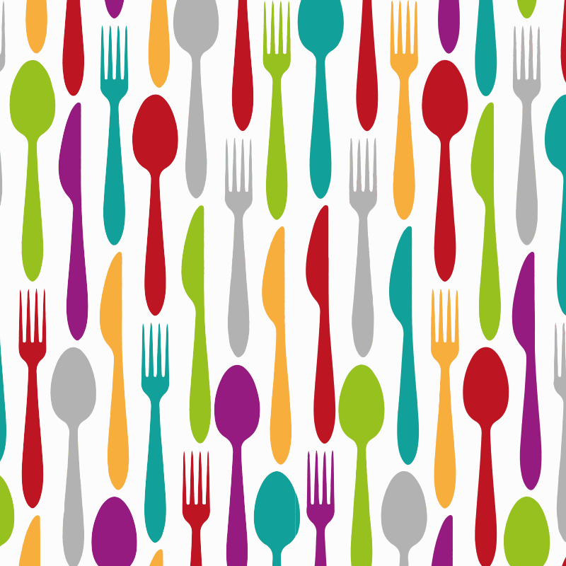 Colorful Cutlery Pattern kitchen vinyl carpet - TenStickers
