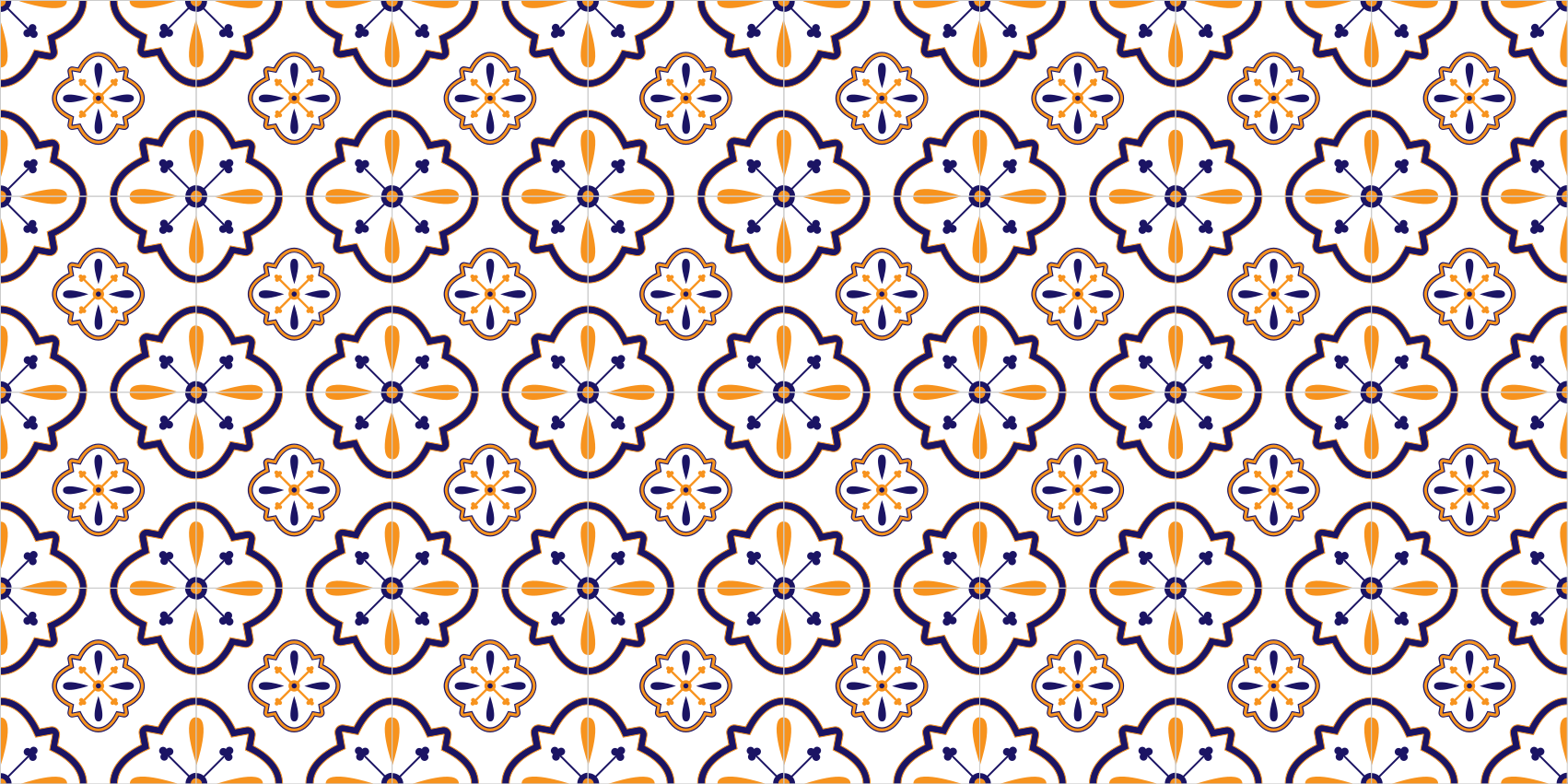 Floral Tile Replica kitchen vinyl carpet - TenStickers