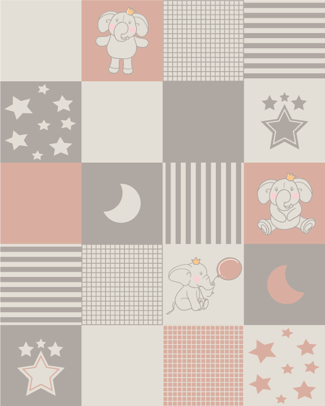 Patchwork Elephant Playground kids vinyl carpet - TenStickers