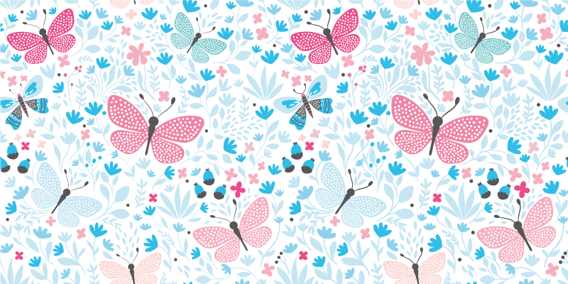 Botanical Butterfly floral vinyl carpet - TenStickers