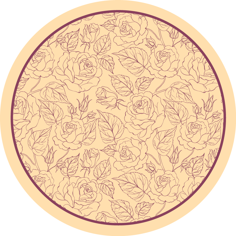 Rose Pattern Round floral vinyl carpet - TenStickers