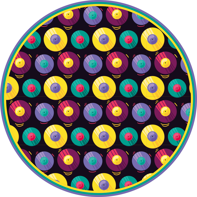 Retro Discs Composition game vinyl carpet - TenStickers