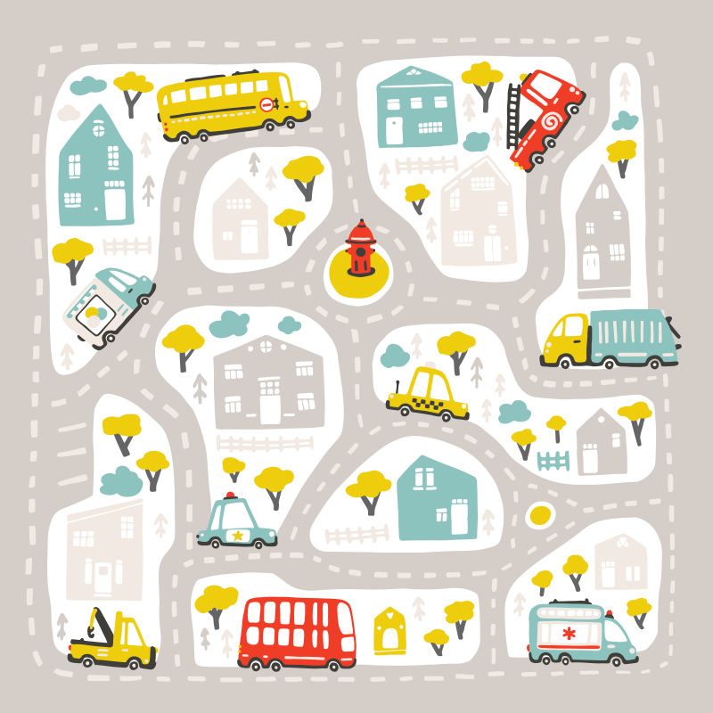 City nordic style road vinyl rug - TenStickers