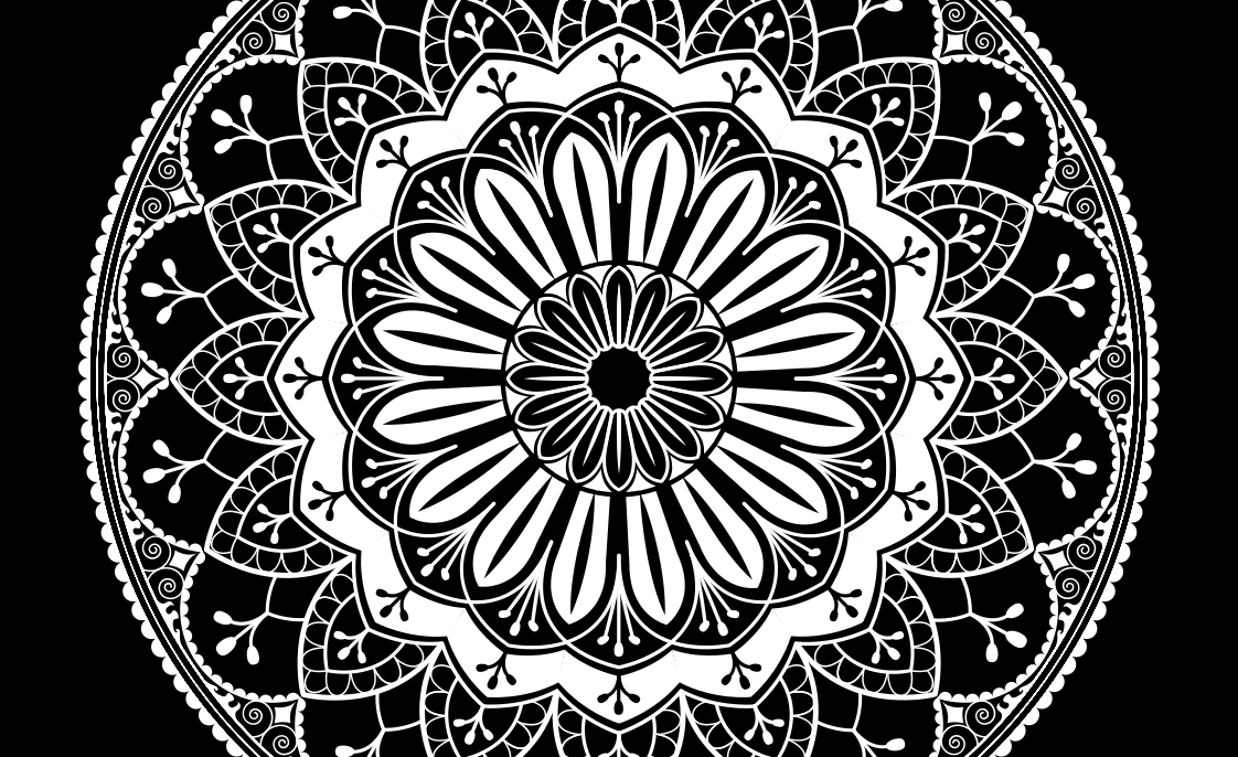 Black botanical motif mandala vinyl carpet - TenStickers