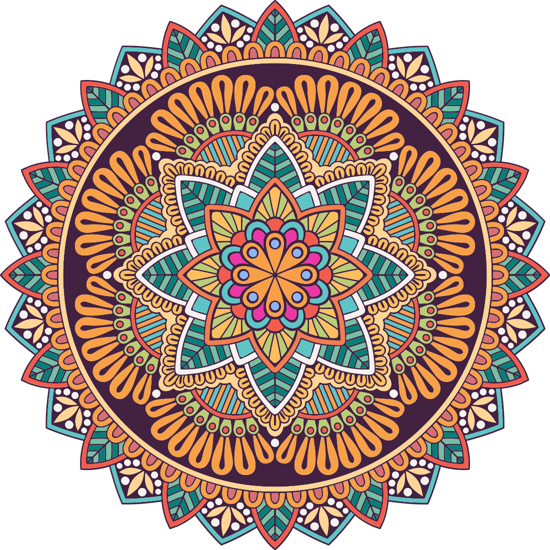 Vibrant mandala motif mandala vinyl carpet - TenStickers