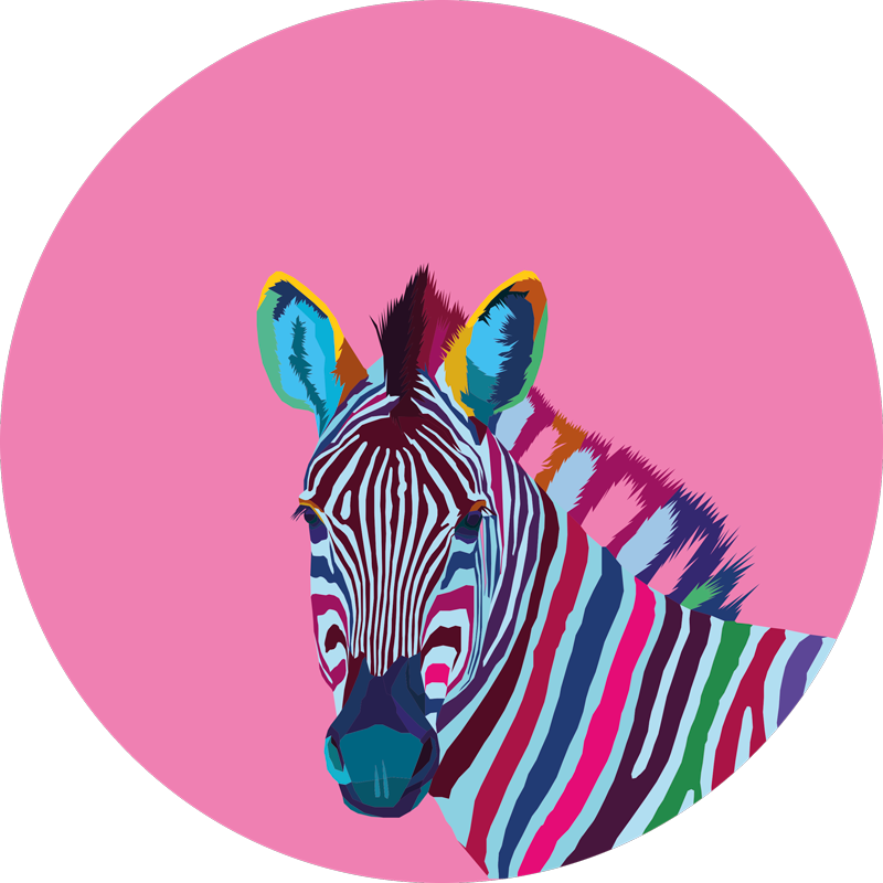 Zebra Pop Art animal rug circle - TenStickers