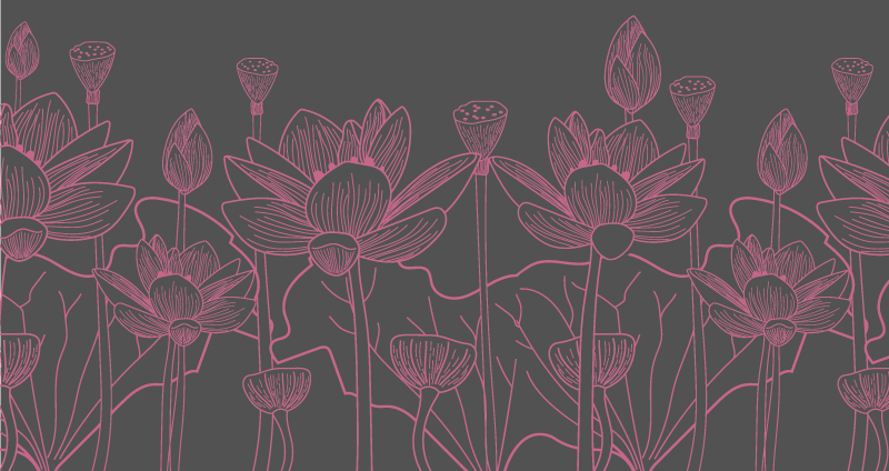 Floral contour sketch floral vinyl carpet - TenStickers