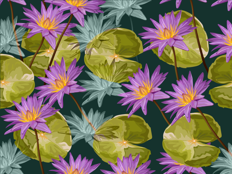 Botanical Waterlilies floral vinyl carpet - TenStickers