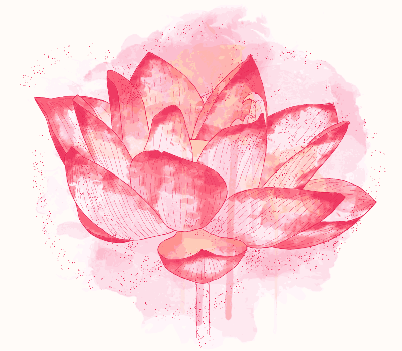 Watercolor Lotus floral vinyl carpet - TenStickers