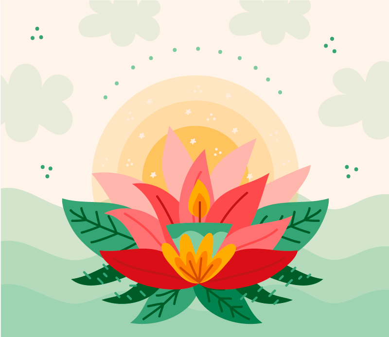 Lotus Blossom Illustration floral vinyl carpet - TenStickers