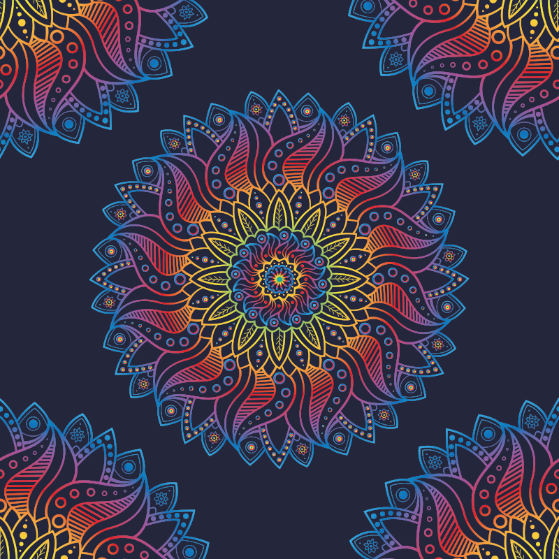 Colorful vibrant motif mandala vinyl carpet - TenStickers