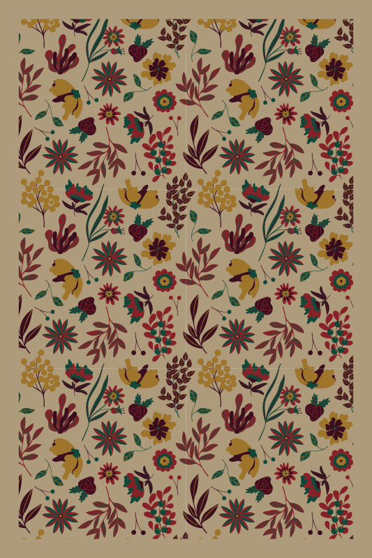 Autumn Botanical Motifs floral vinyl carpet - TenStickers