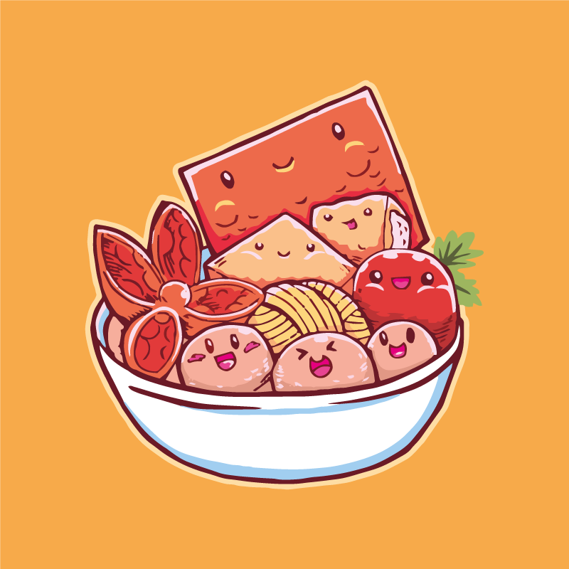 Cute cartoon food kitchen floor tiles - TenStickers