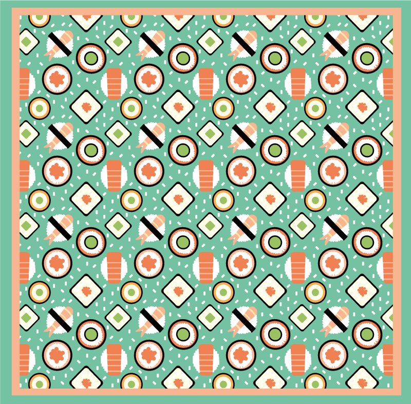 Sushi-inspired patterns kitchen vinyl carpet - TenStickers