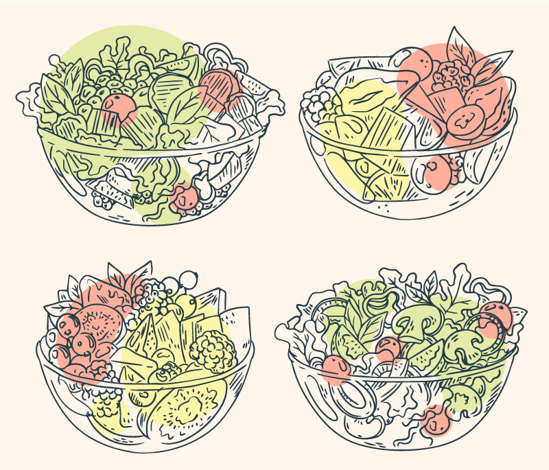 Salad Bowl Illustrations dining room vinyl carpet - TenStickers
