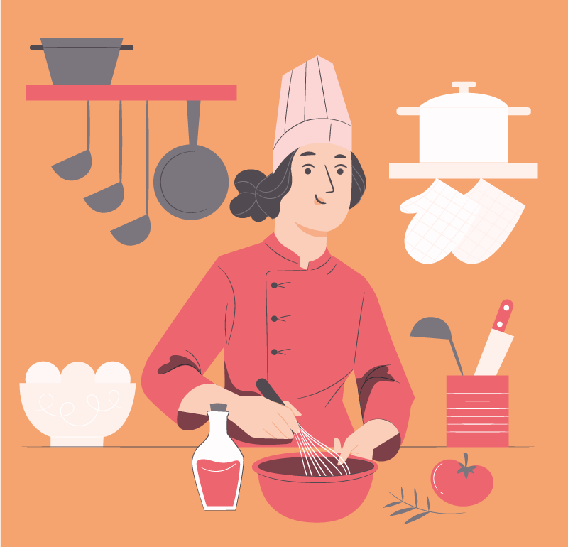 Chef Illustration kitchen vinyl carpet - TenStickers