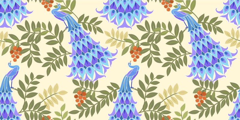 Floral vinyl carpet in floral peacock theme - TenStickers