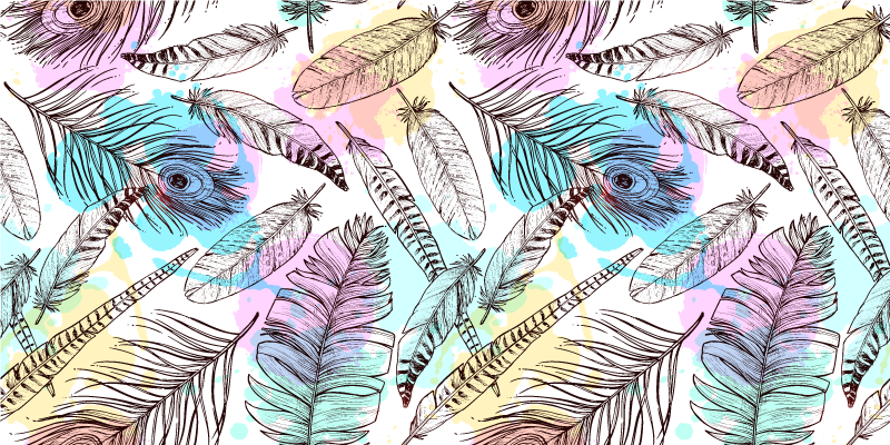 Feather Motif floral vinyl carpet - TenStickers