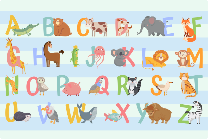 Alphabet Animal Parade kids vinyl carpet - TenStickers