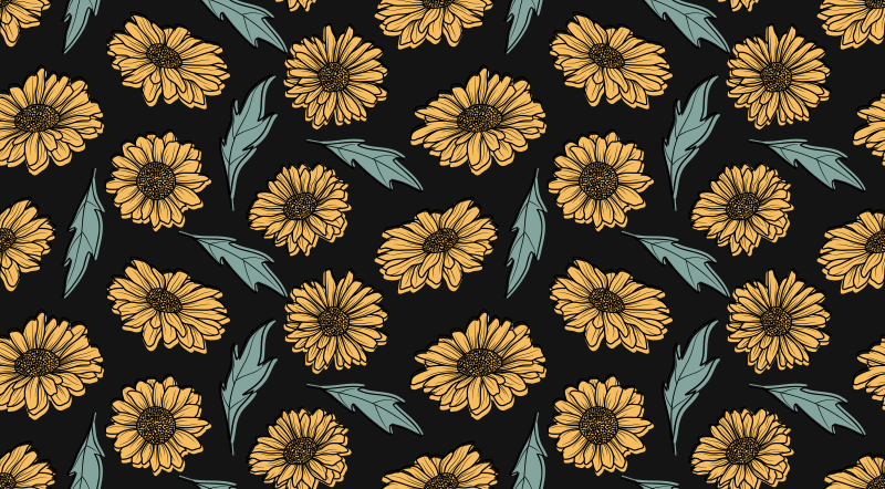 Sunflower Bloom Elegance floral vinyl carpet - TenStickers