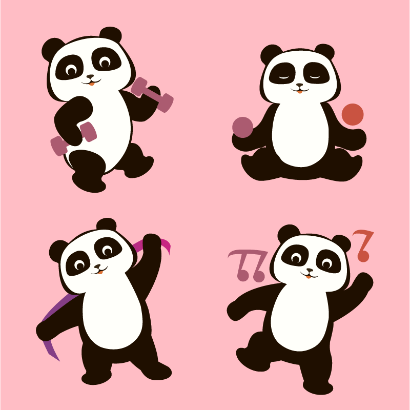Panda Dance Motif kids vinyl carpet - TenStickers