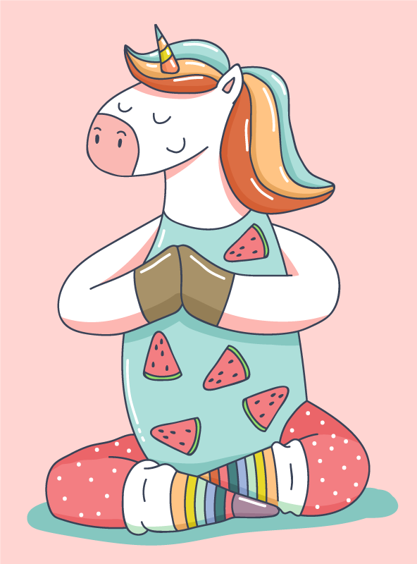 Meditating Unicorn kids vinyl carpet - TenStickers