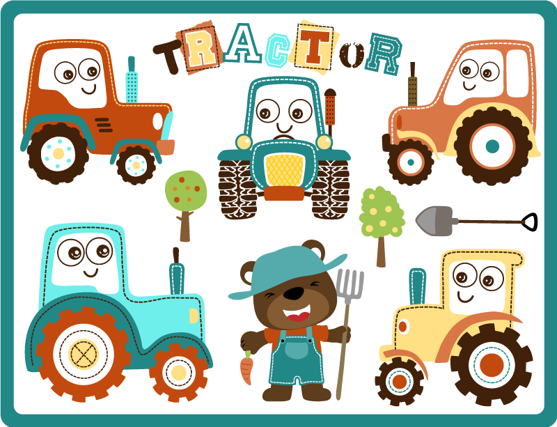 Animated Tractors kids vinyl carpet - TenStickers