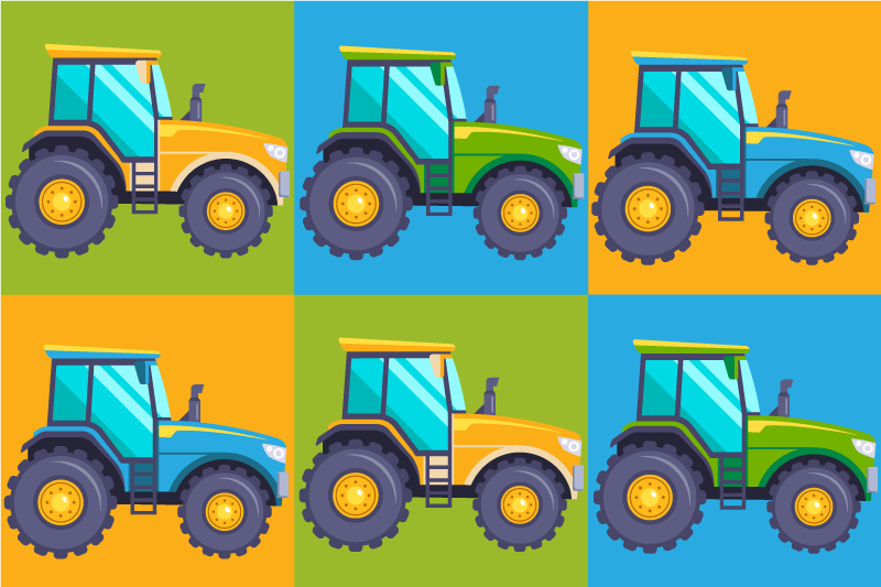 Colorful Tractor Squares kids vinyl carpet - TenStickers