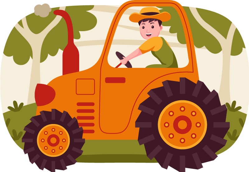 Playful Tractor Imagery kids vinyl carpet - TenStickers